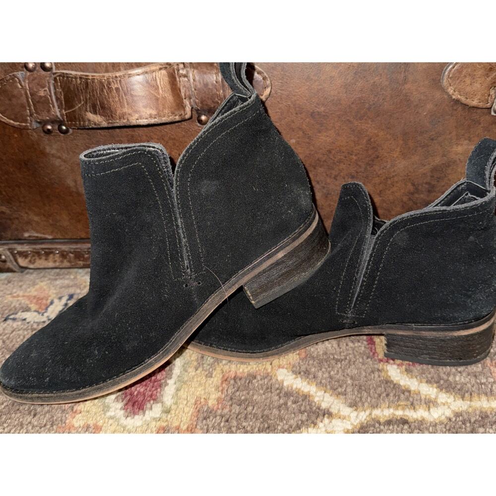 Dolce Vita Black Suede Ankle Boots Women's Size 6 Pull On Low Block Heel